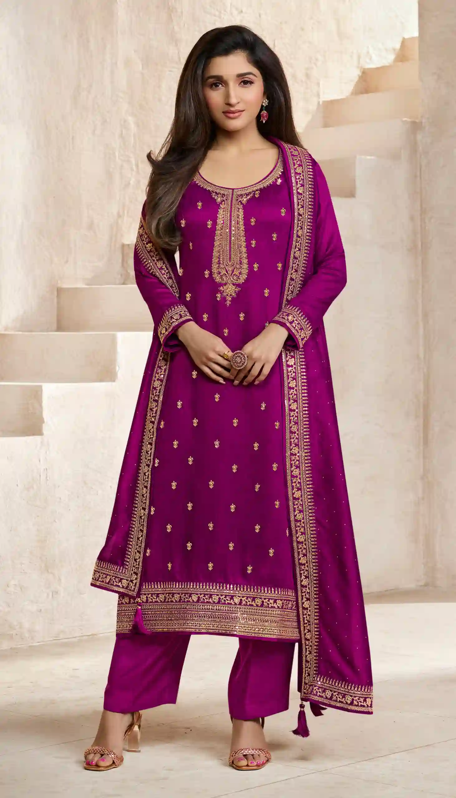 Vinay Fashion Aanchal Hitlit Embroidered Silk Wholesale Designer Salwar Suit Catalog — Wholesale Salwar Suits, MPA wholesale from Surat - Gallery Image 5